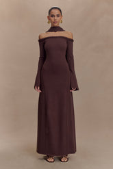 Heidi Strapless Knit Scarf Maxi Dress - Dark Chocolate